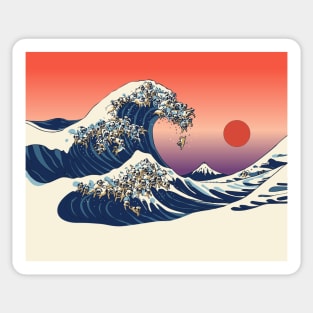The Great wave of Pugs Sticker